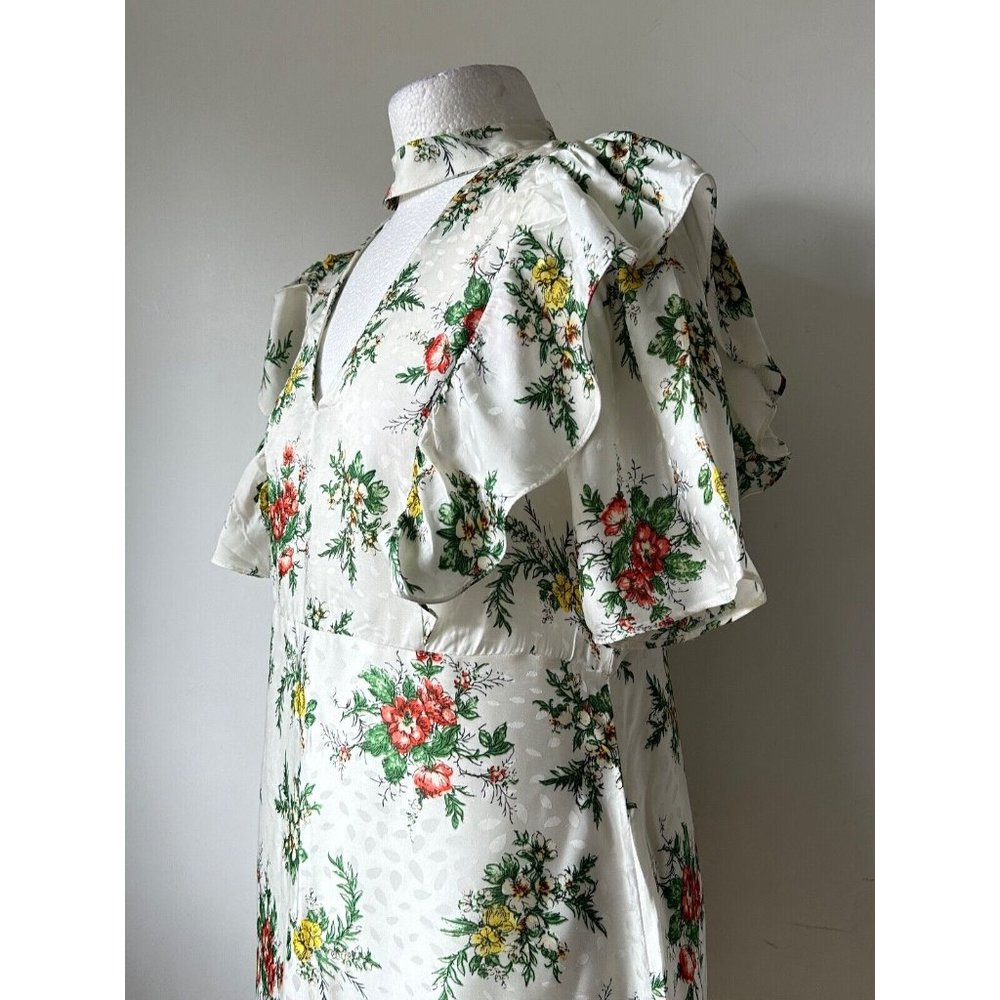 Zara Floral Mini Dress Chocker Neck Ruffle Detail M, L, XL - Picture 2 of 4